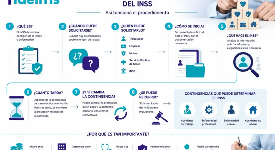 El INSS determina contingencias. Si hay discrepancias, se puede solicitar, recurrir y reclamar recargos.
