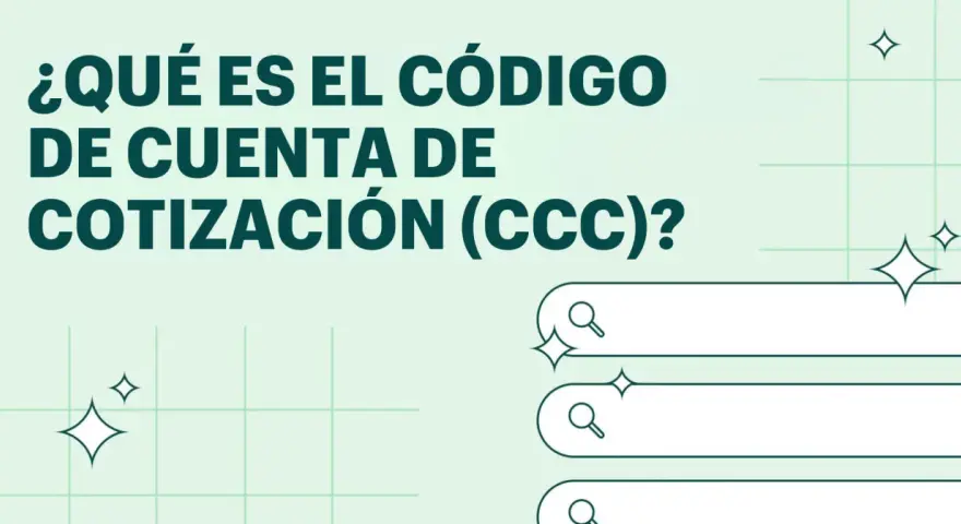 ¿Qué es el Código de Cuenta de Cotización (CCC) de una empresa? Ilustración con elementos gráficos y campos de búsqueda.